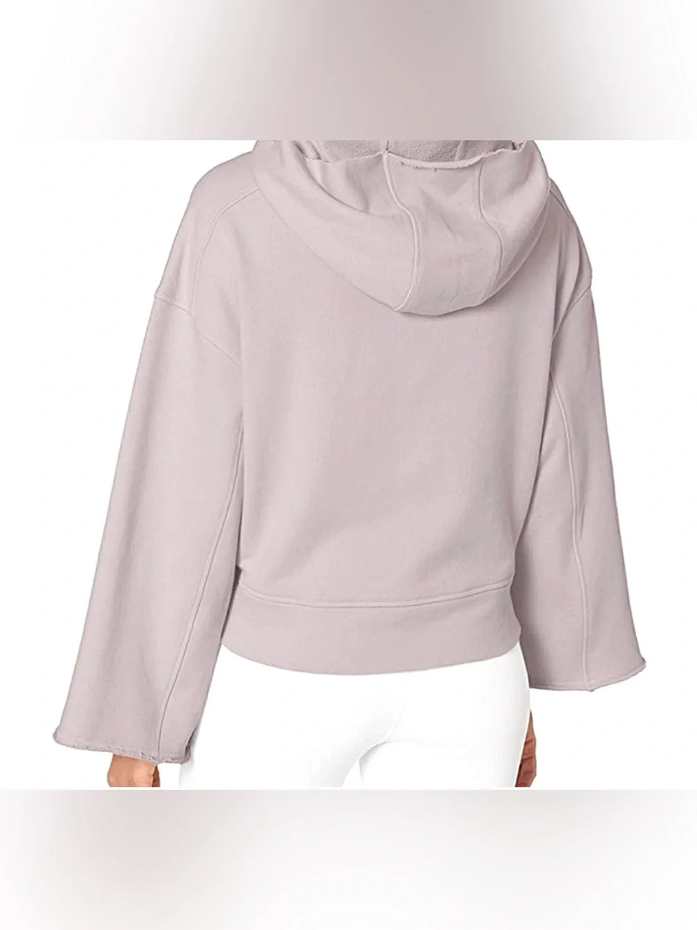ALO Yoga Low Key French Terry Cozy Thick Bell Sleeve Hoodie XS Lavender Cloud